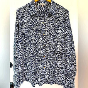 Juicy Couture blue animal print button down women’s shirt size large
